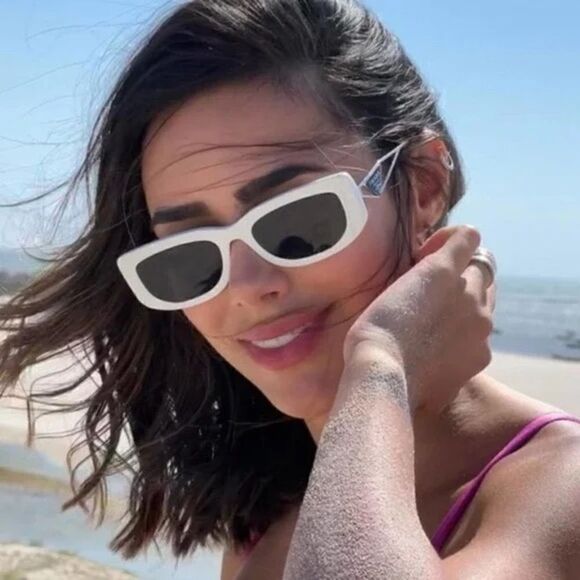 BRAND NEW PRADA PR14YS 1425S0 Talc/Dark Grey Women Sunglasses - Picture 1 of 13